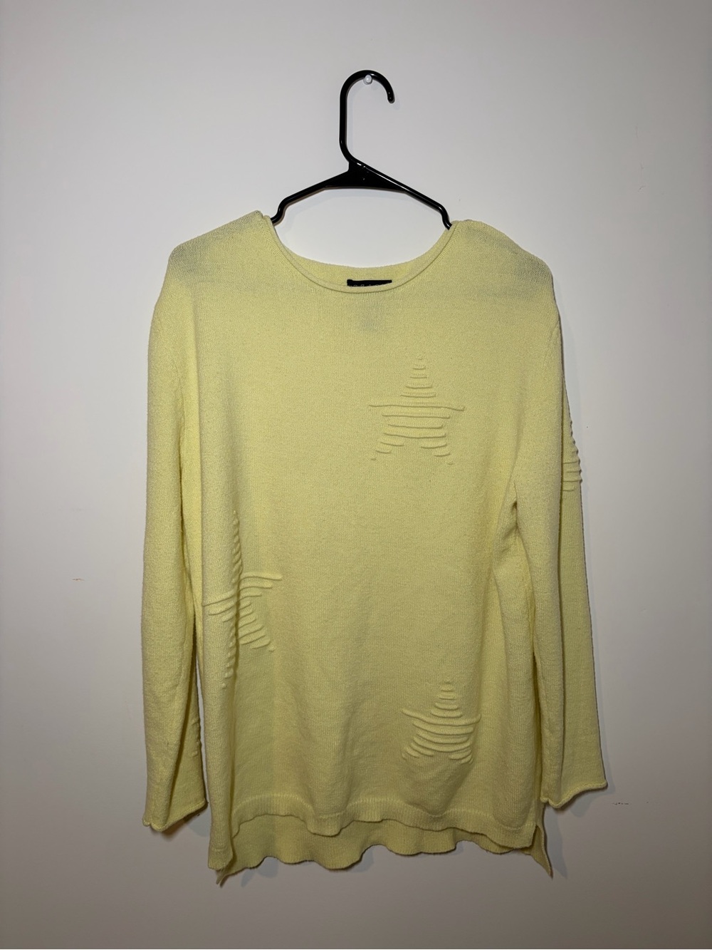 Grace the Perfect Fit Pale Yellow Star-Textured Crewneck Sweater